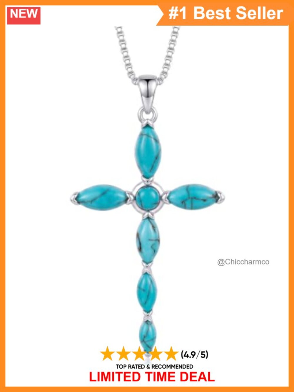 Turquoise Amethyst Cross Necklace Sterling Silver Pendant Jewelry